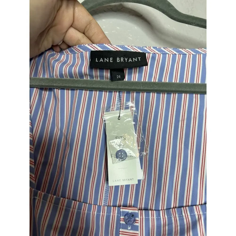 Lane Bryant Sleevless Top Stripes Blue Red Peplum Tank NWT Size‎ 24 - Picture 8 of 8